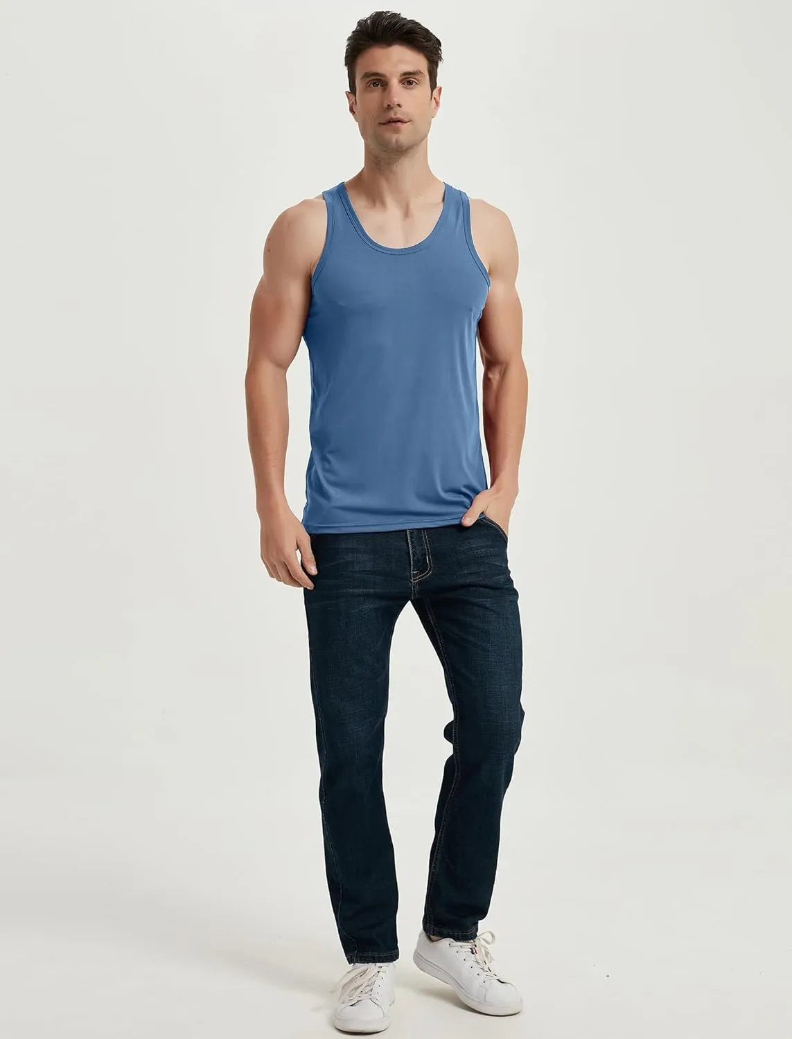 Locachy Men's Quick Dry Stretchy Workout Tank Top Athletic Gym Bodybuilding Fitness Sleeveless T-Shirts