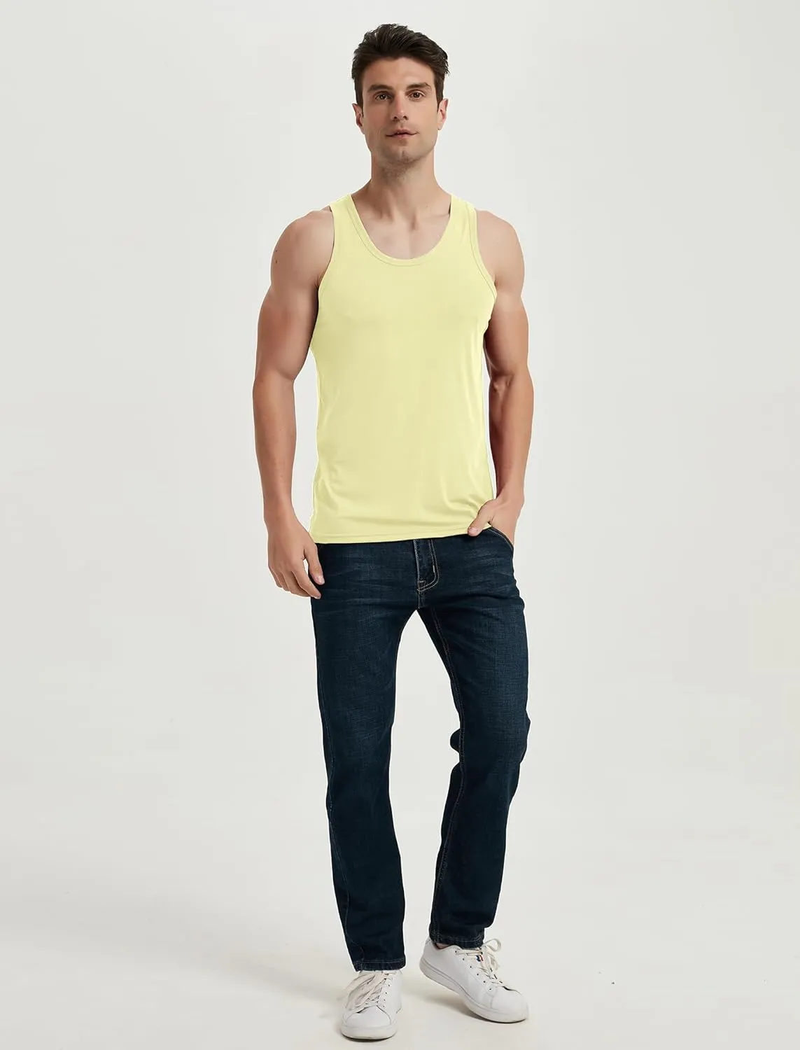 Locachy Men's Quick Dry Stretchy Workout Tank Top Athletic Gym Bodybuilding Fitness Sleeveless T-Shirts