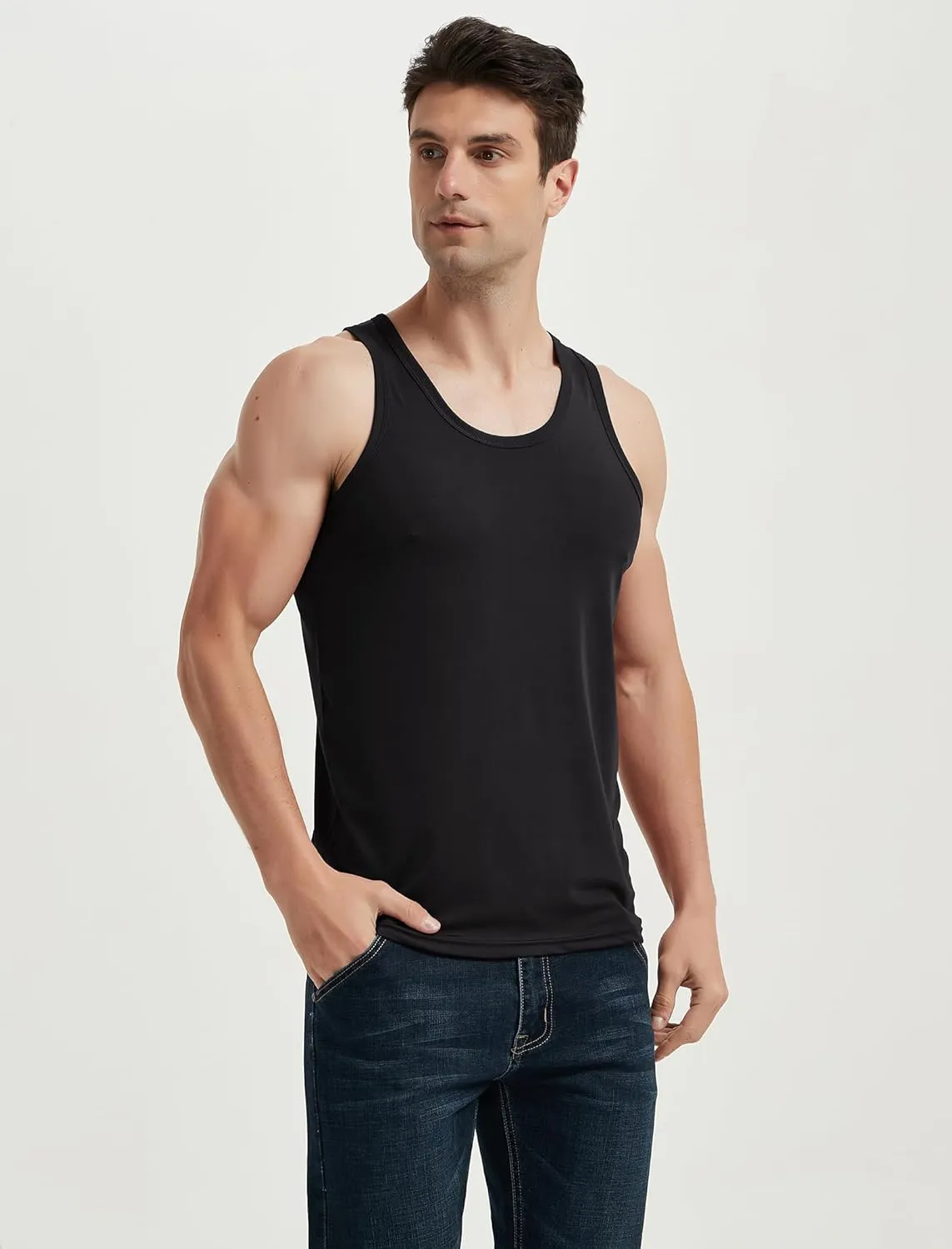 Locachy Men's Quick Dry Stretchy Workout Tank Top Athletic Gym Bodybuilding Fitness Sleeveless T-Shirts