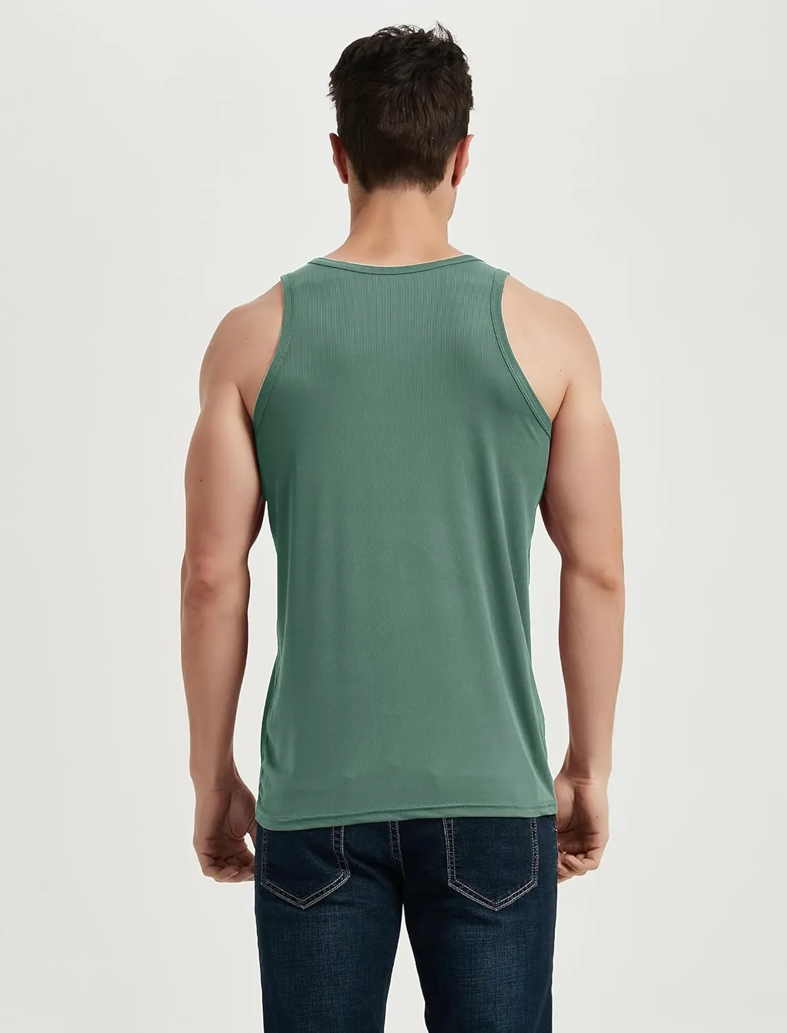 Locachy Men's Quick Dry Stretchy Workout Tank Top Athletic Gym Bodybuilding Fitness Sleeveless T-Shirts