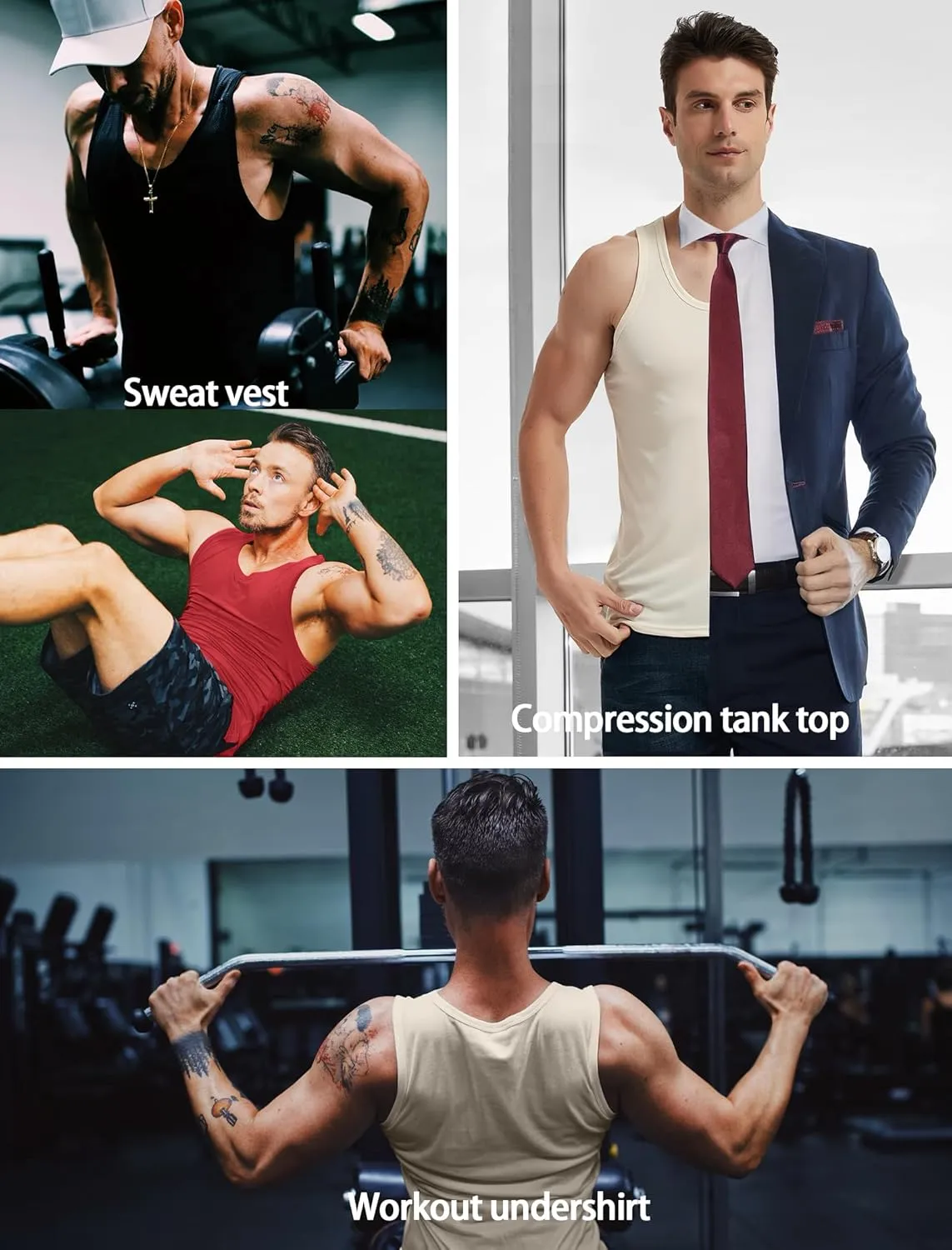 Locachy Men's Quick Dry Stretchy Workout Tank Top Athletic Gym Bodybuilding Fitness Sleeveless T-Shirts