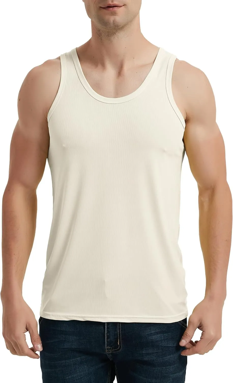 Locachy Men's Quick Dry Stretchy Workout Tank Top Athletic Gym Bodybuilding Fitness Sleeveless T-Shirts