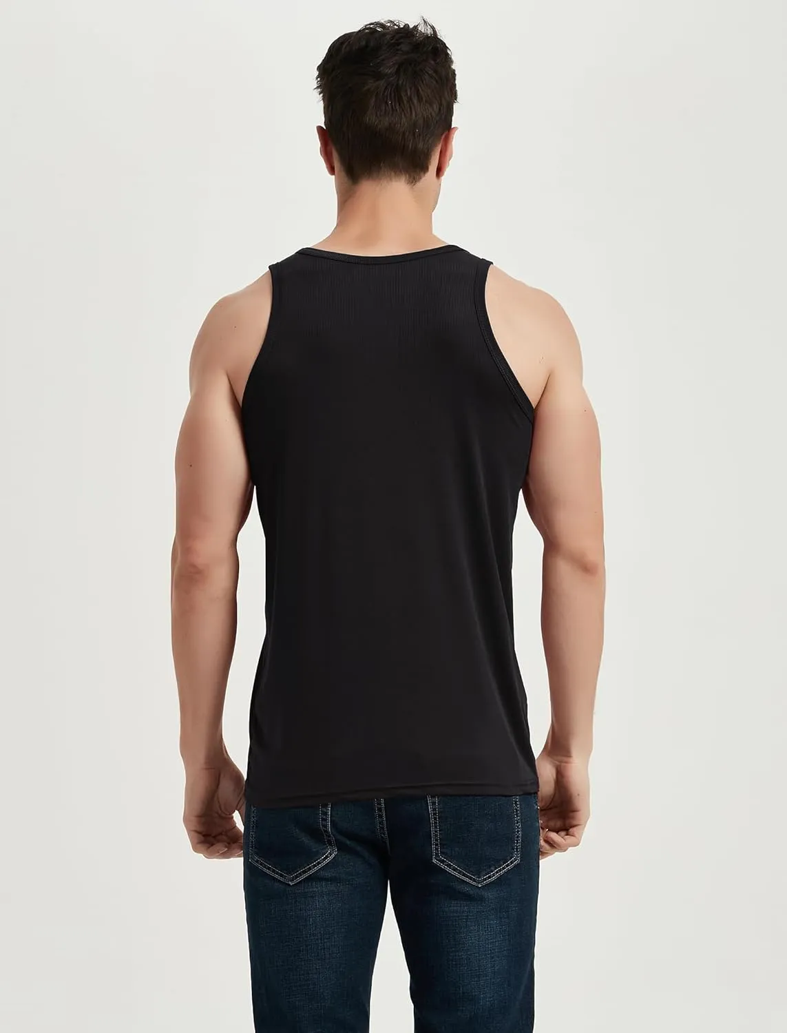 Locachy Men's Quick Dry Stretchy Workout Tank Top Athletic Gym Bodybuilding Fitness Sleeveless T-Shirts