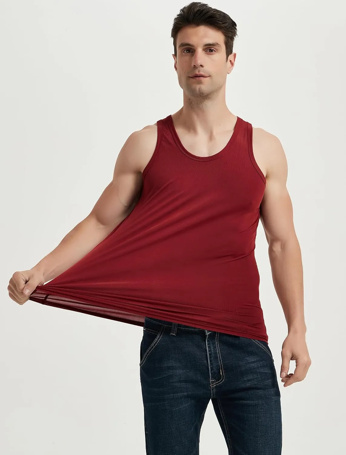 Locachy Men's Quick Dry Stretchy Workout Tank Top Athletic Gym Bodybuilding Fitness Sleeveless T-Shirts