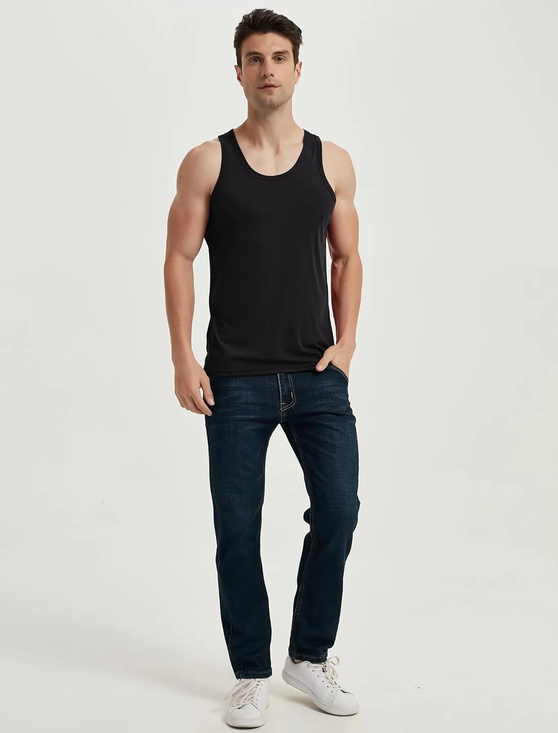 Locachy Men's Quick Dry Stretchy Workout Tank Top Athletic Gym Bodybuilding Fitness Sleeveless T-Shirts