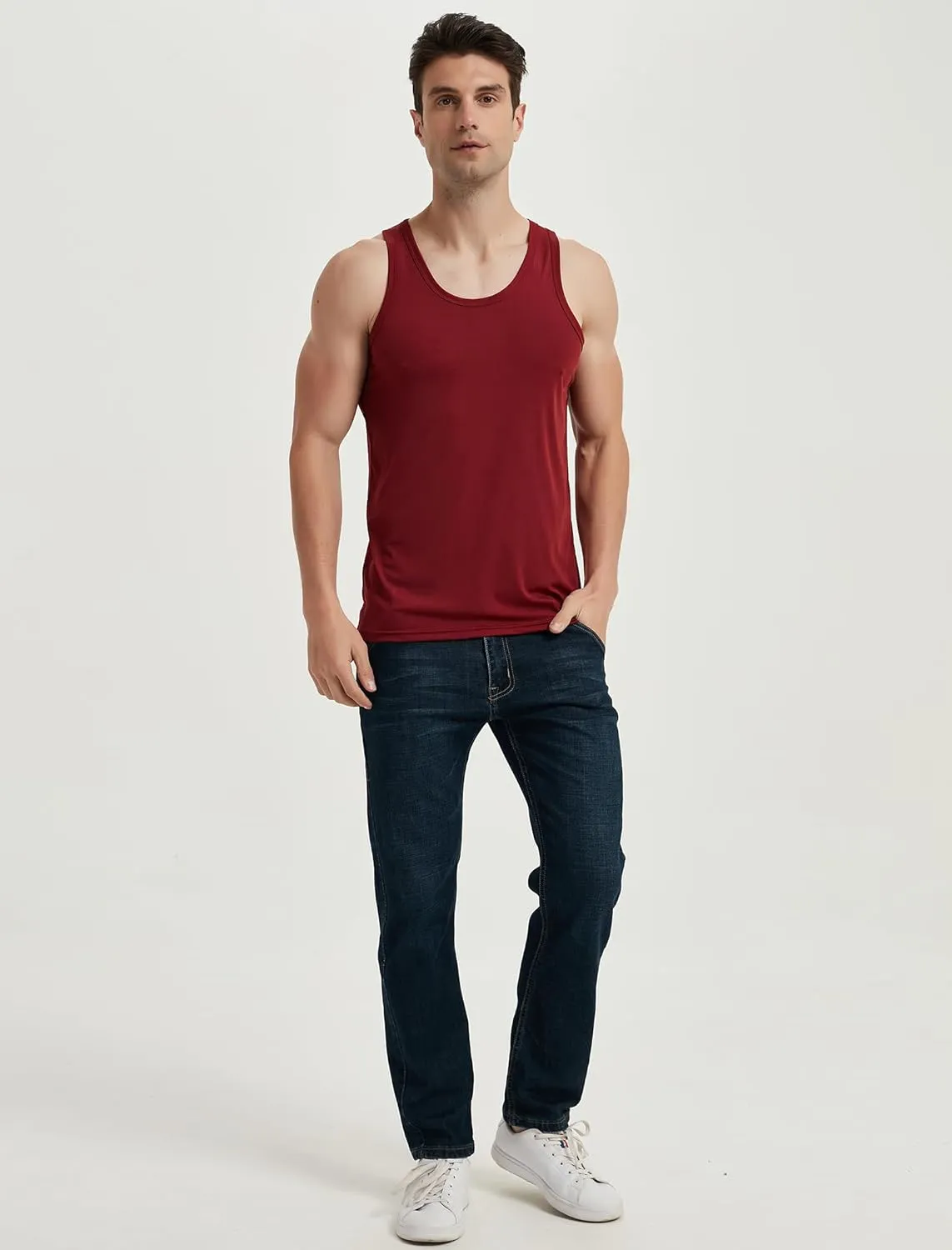 Locachy Men's Quick Dry Stretchy Workout Tank Top Athletic Gym Bodybuilding Fitness Sleeveless T-Shirts
