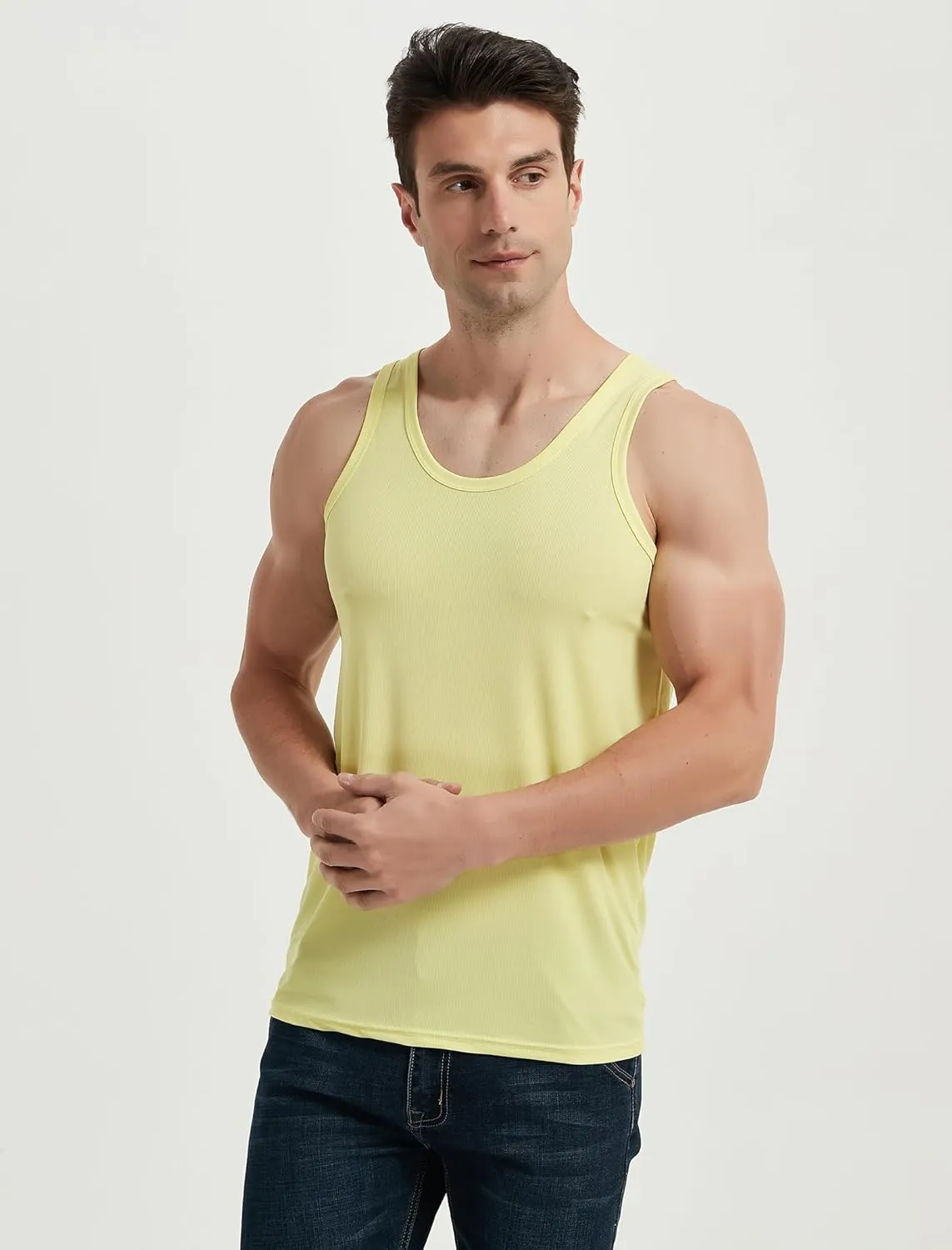 Locachy Men's Quick Dry Stretchy Workout Tank Top Athletic Gym Bodybuilding Fitness Sleeveless T-Shirts