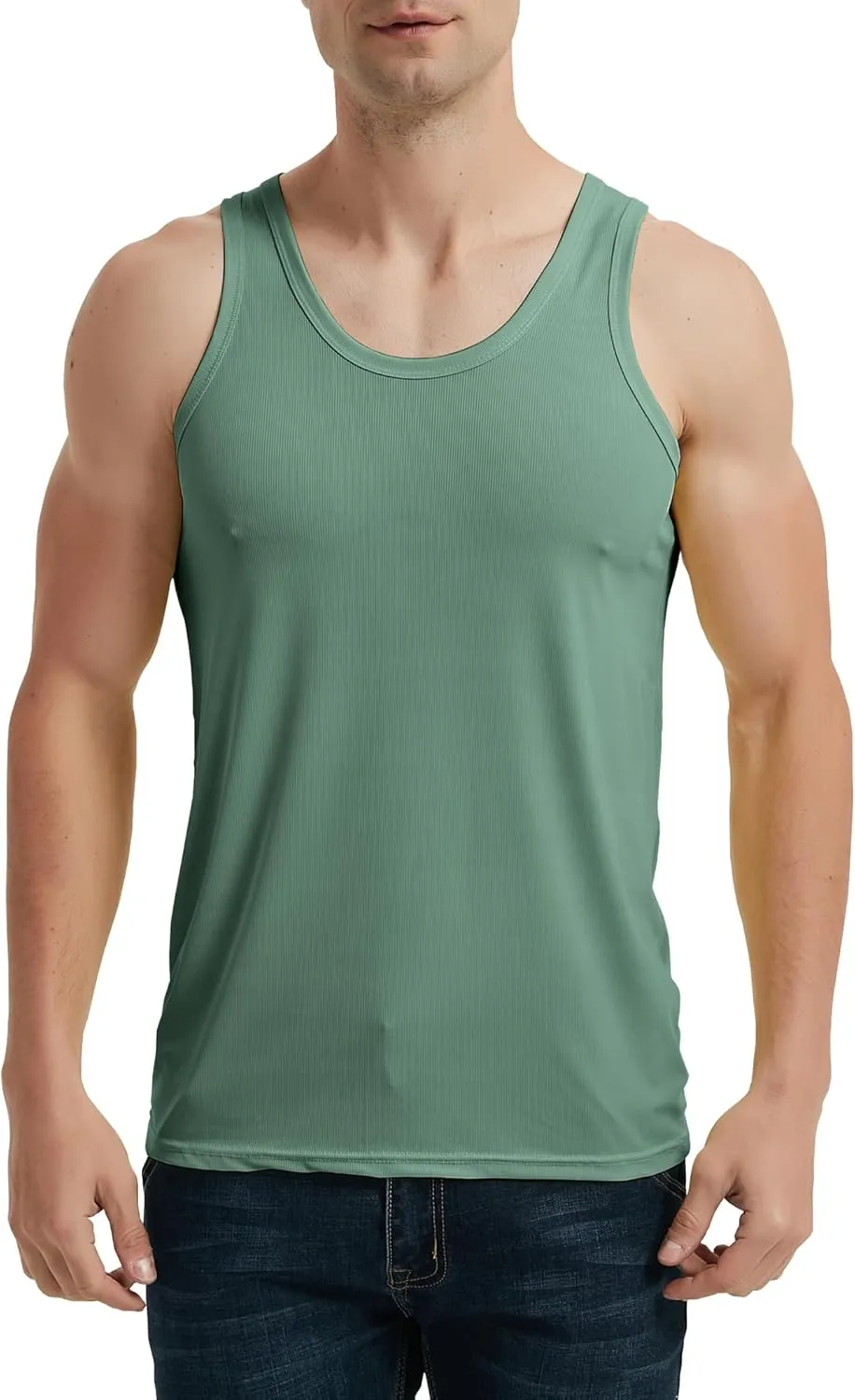 Locachy Men's Quick Dry Stretchy Workout Tank Top Athletic Gym Bodybuilding Fitness Sleeveless T-Shirts