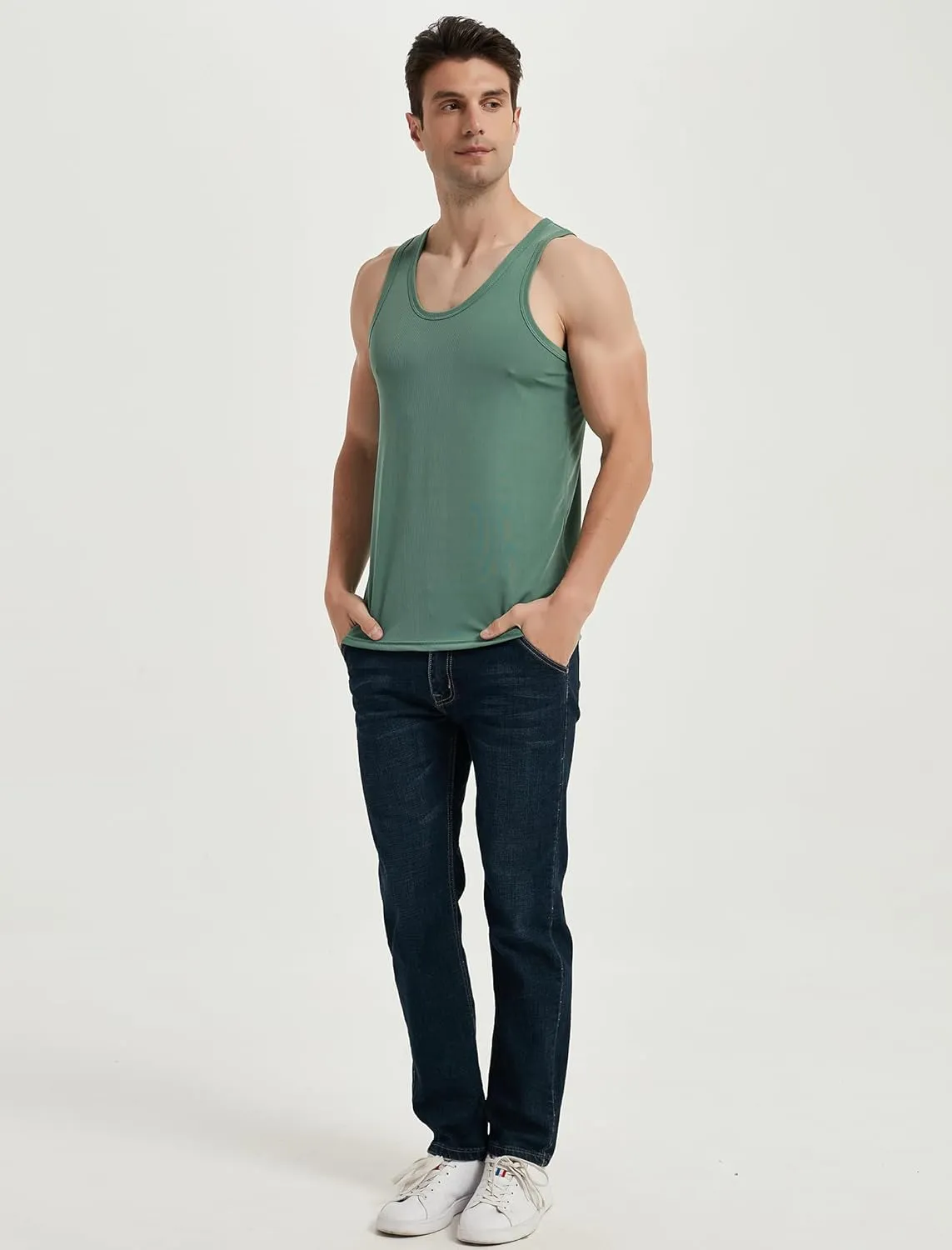 Locachy Men's Quick Dry Stretchy Workout Tank Top Athletic Gym Bodybuilding Fitness Sleeveless T-Shirts