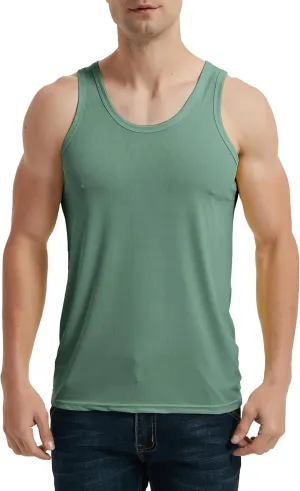 Locachy Men's Quick Dry Stretchy Workout Tank Top Athletic Gym Bodybuilding Fitness Sleeveless T-Shirts