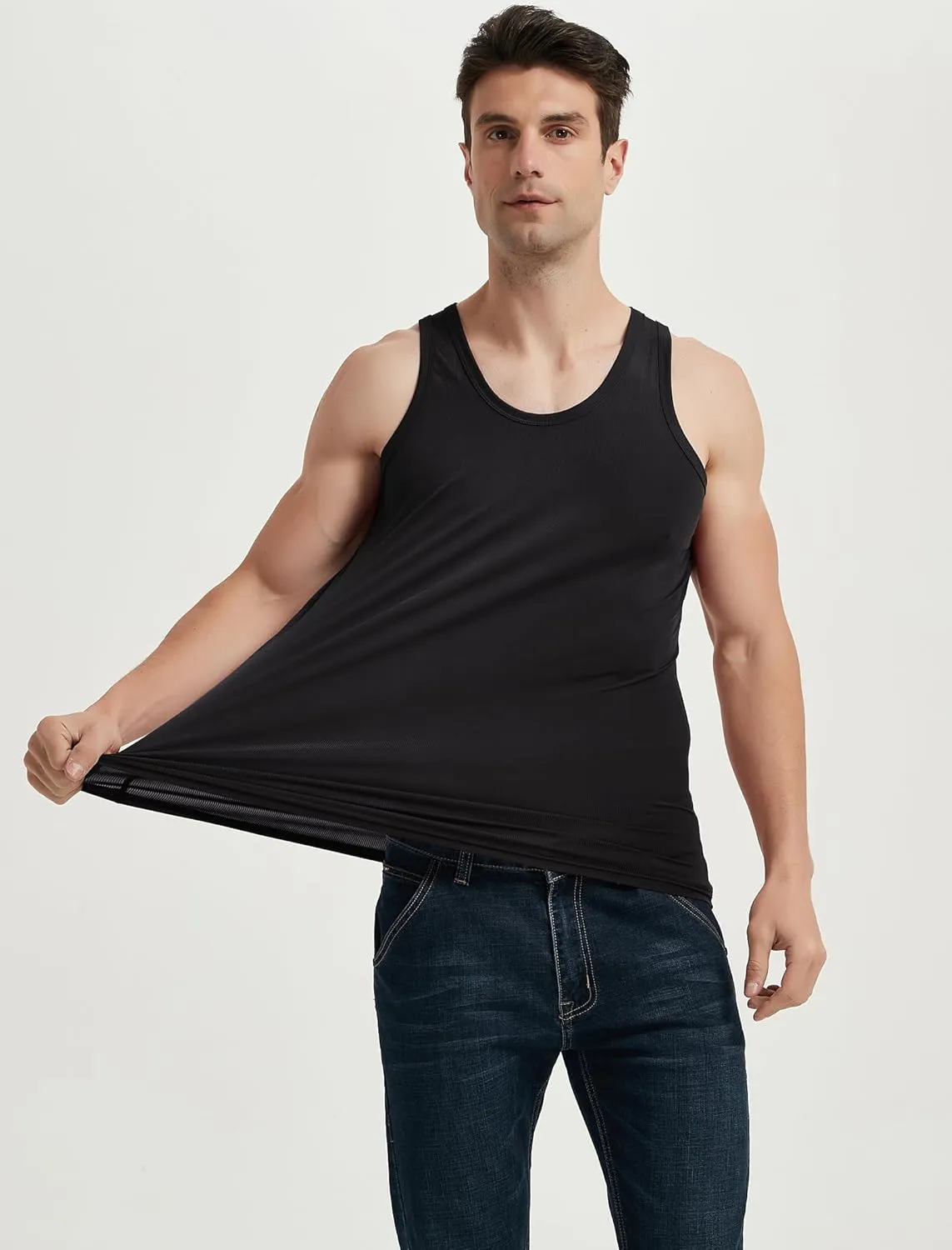 Locachy Men's Quick Dry Stretchy Workout Tank Top Athletic Gym Bodybuilding Fitness Sleeveless T-Shirts