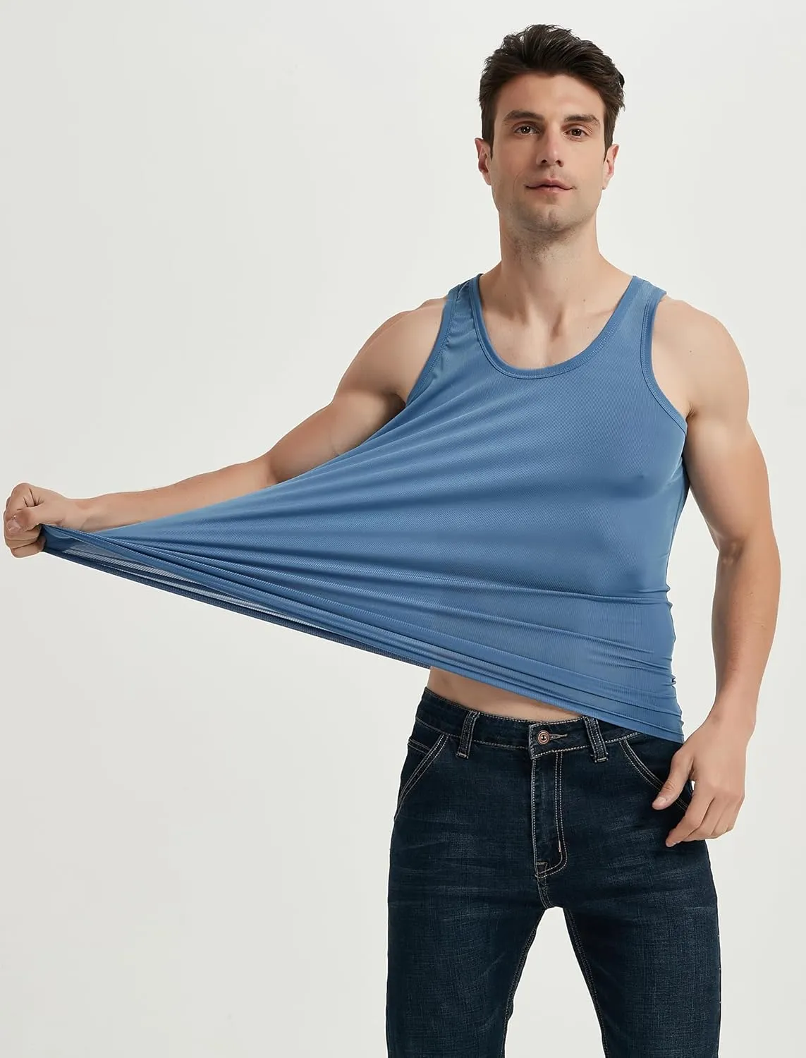 Locachy Men's Quick Dry Stretchy Workout Tank Top Athletic Gym Bodybuilding Fitness Sleeveless T-Shirts