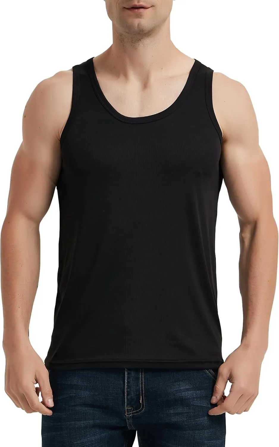 Locachy Men's Quick Dry Stretchy Workout Tank Top Athletic Gym Bodybuilding Fitness Sleeveless T-Shirts