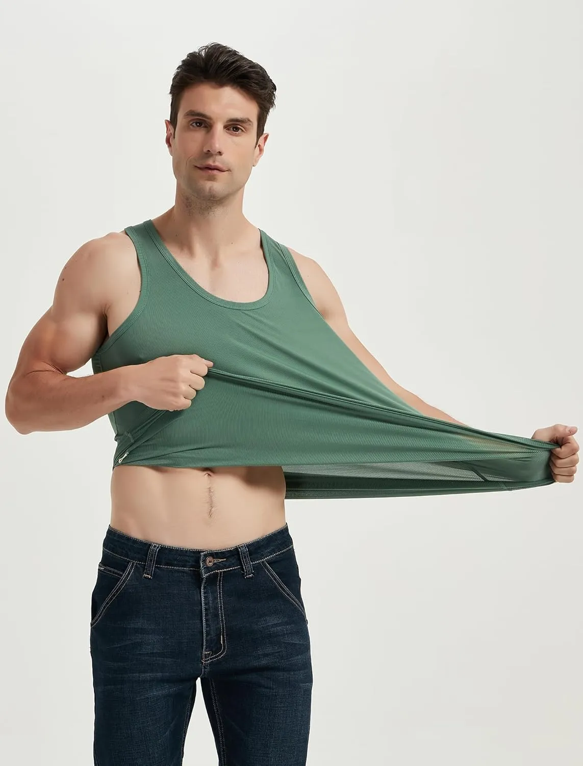 Locachy Men's Quick Dry Stretchy Workout Tank Top Athletic Gym Bodybuilding Fitness Sleeveless T-Shirts
