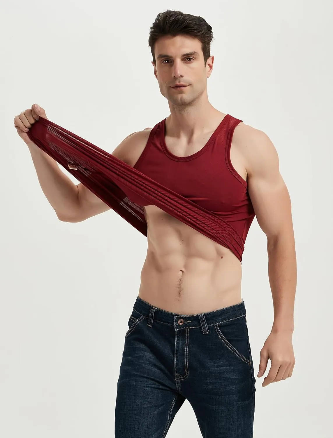 Locachy Men's Quick Dry Stretchy Workout Tank Top Athletic Gym Bodybuilding Fitness Sleeveless T-Shirts