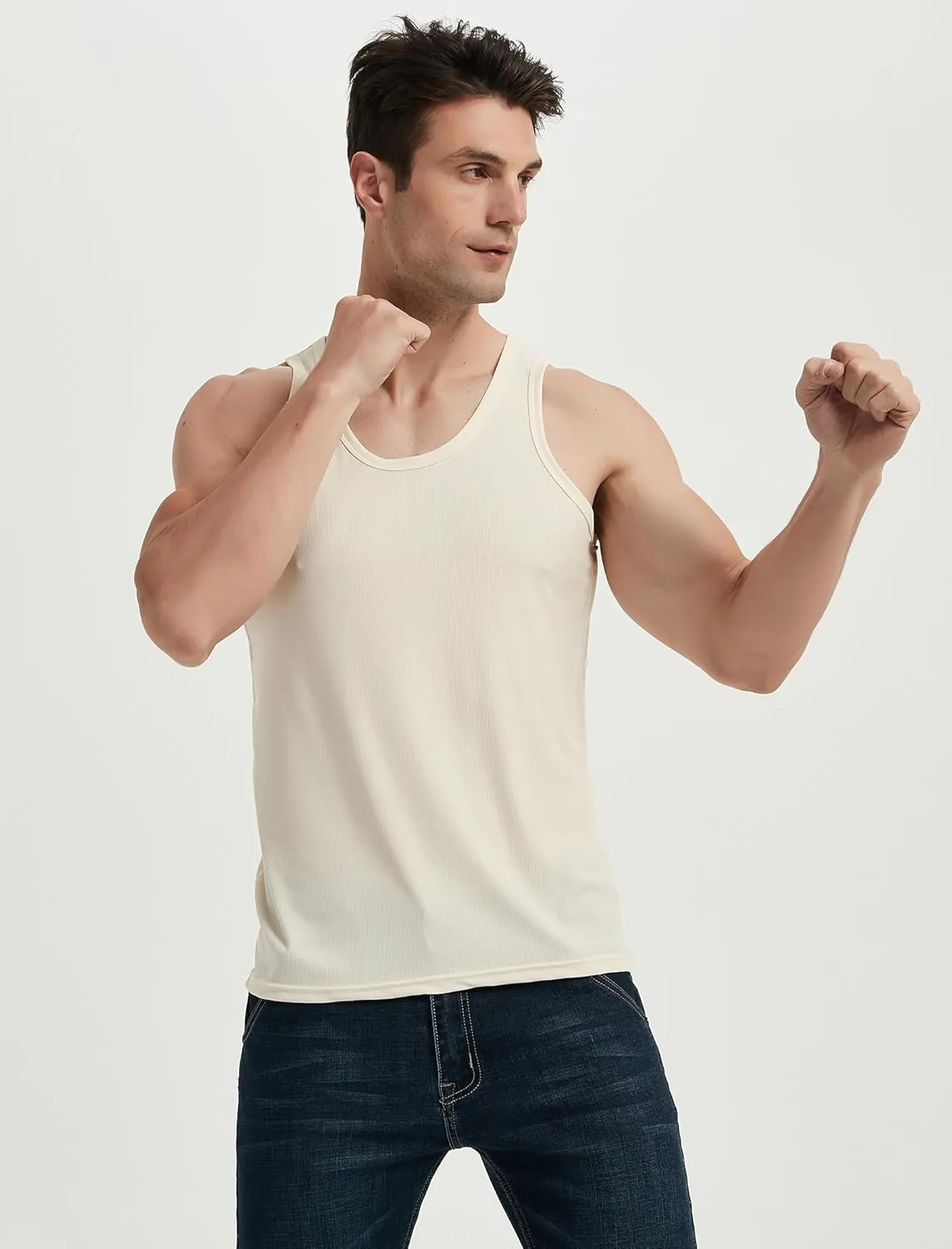 Locachy Men's Quick Dry Stretchy Workout Tank Top Athletic Gym Bodybuilding Fitness Sleeveless T-Shirts