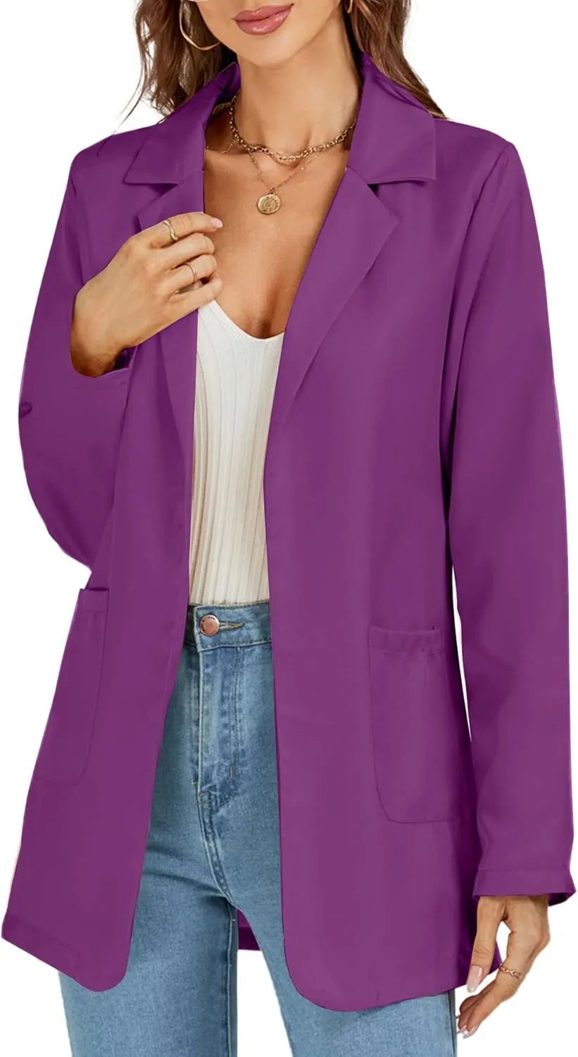 LYANER Women's Casual Long Sleeve Work Office Suit Cardigan Blazer Jackets with Pockets