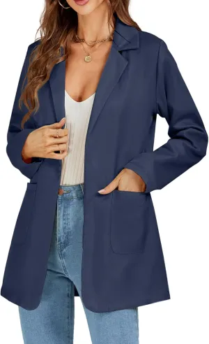 LYANER Women's Casual Long Sleeve Work Office Suit Cardigan Blazer Jackets with Pockets