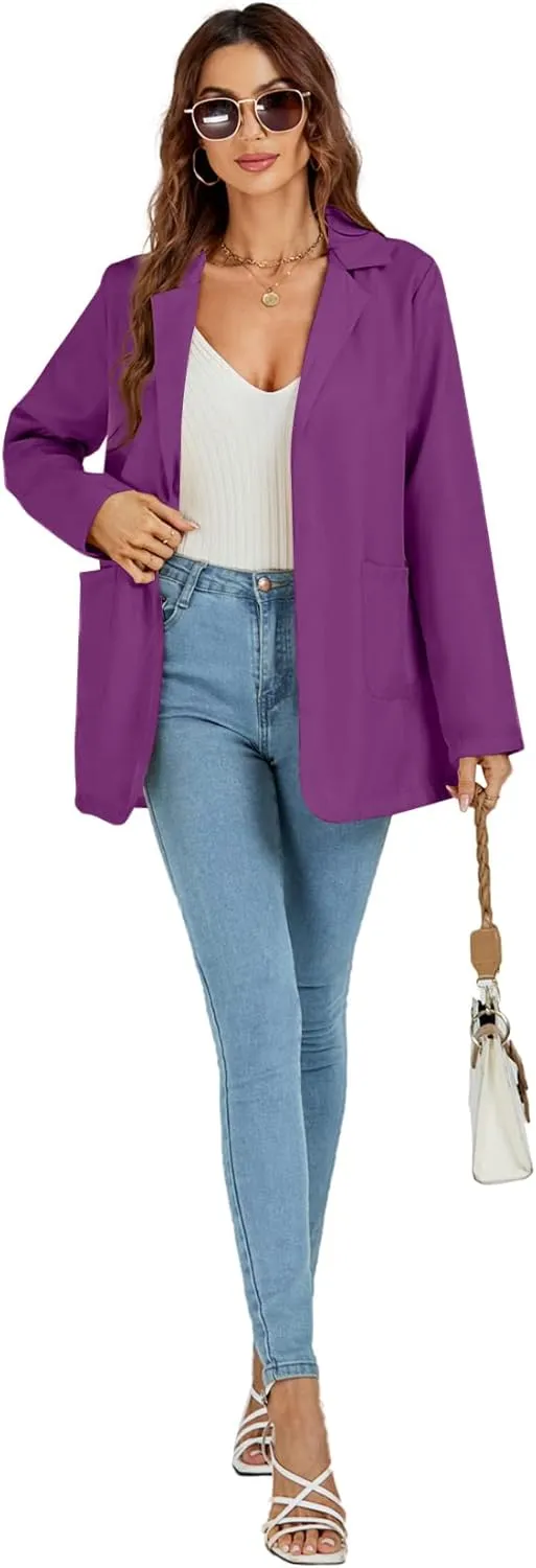 LYANER Women's Casual Long Sleeve Work Office Suit Cardigan Blazer Jackets with Pockets