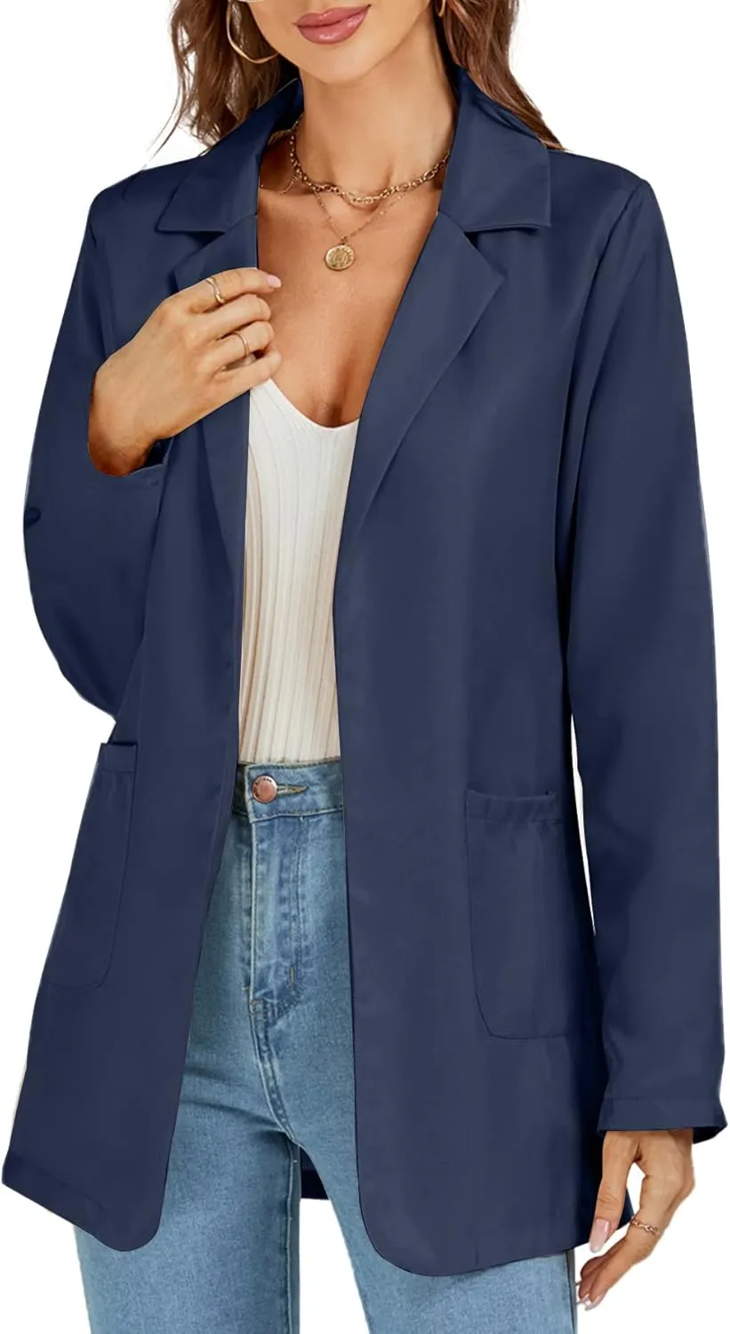 LYANER Women's Casual Long Sleeve Work Office Suit Cardigan Blazer Jackets with Pockets