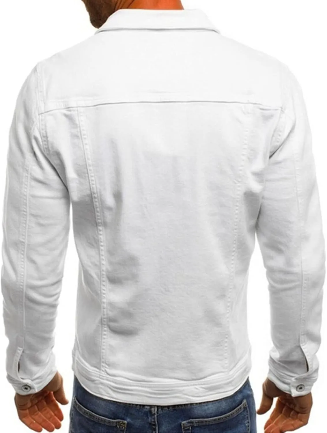 Maiyifu-GJ Distressed Denim Jacket for Men Long Sleeve Button Down Jean Coat Fashion Casual Slim Fit Trucker Jackets