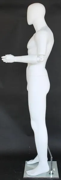 Male Egghead Mannequin with Movable Elbows MM-SFM38E-WT