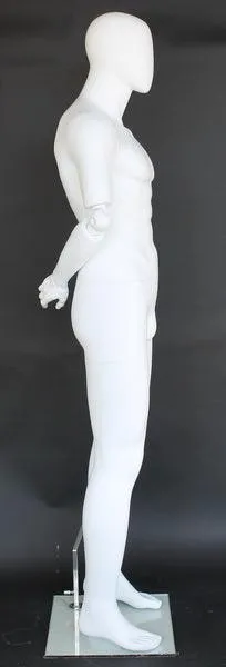 Male Egghead Mannequin with Movable Elbows MM-SFM38E-WT