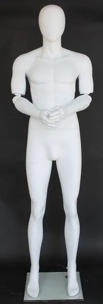 Male Egghead Mannequin with Movable Elbows MM-SFM38E-WT