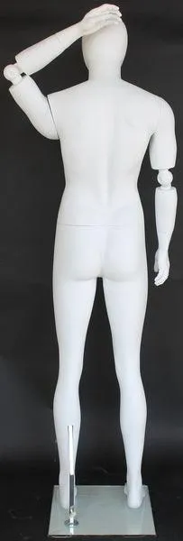 Male Egghead Mannequin with Movable Elbows MM-SFM38E-WT