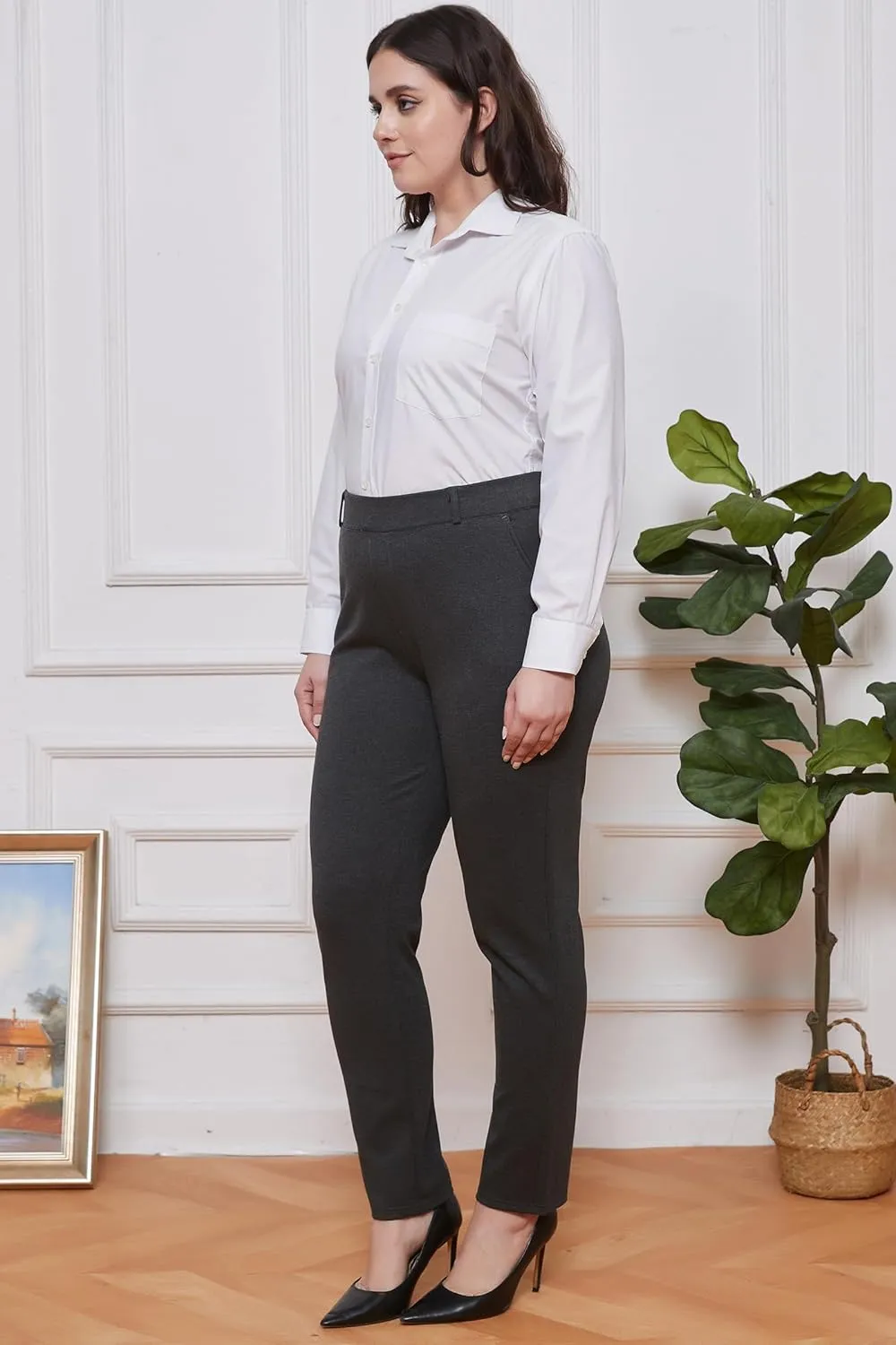 MGWDT Pants for Women's Dress Stretchy Blazer Business Pull On Work Pants