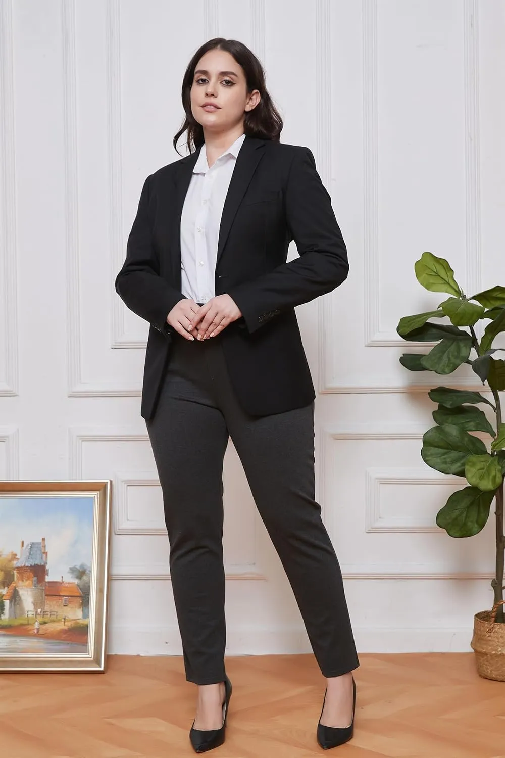 MGWDT Pants for Women's Dress Stretchy Blazer Business Pull On Work Pants