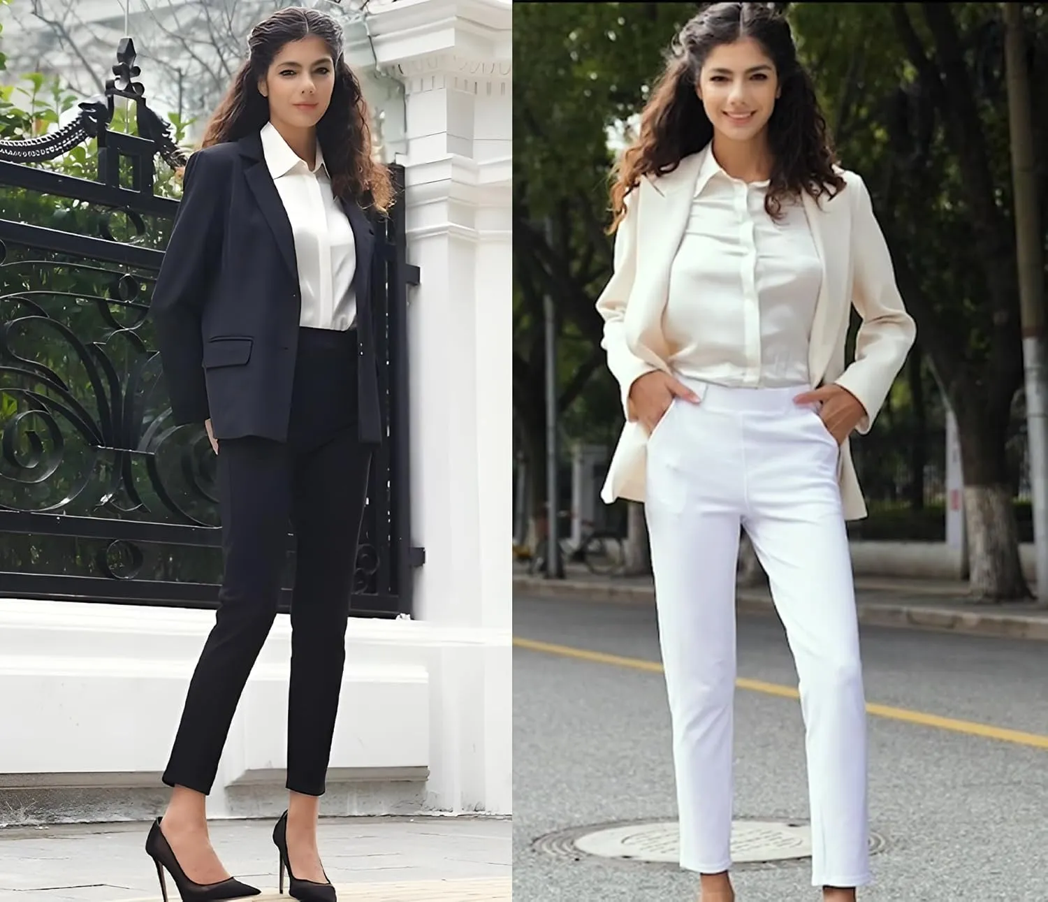 MGWDT Pants for Women's Dress Stretchy Blazer Business Pull On Work Pants