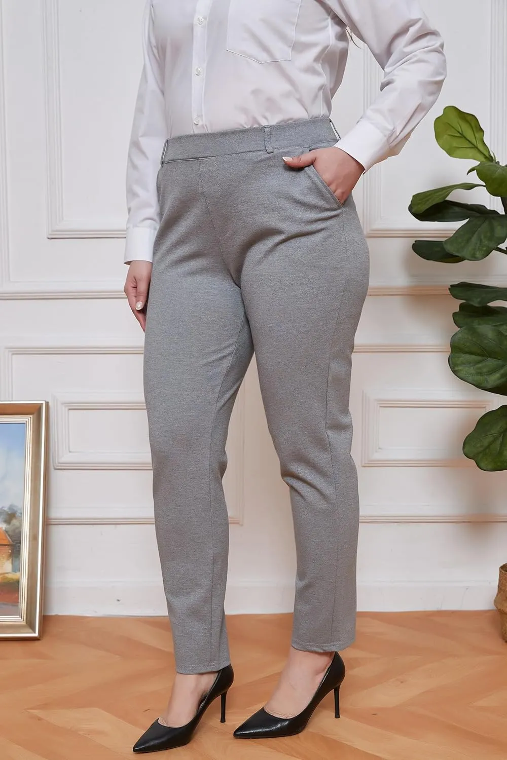 MGWDT Pants for Women's Dress Stretchy Blazer Business Pull On Work Pants