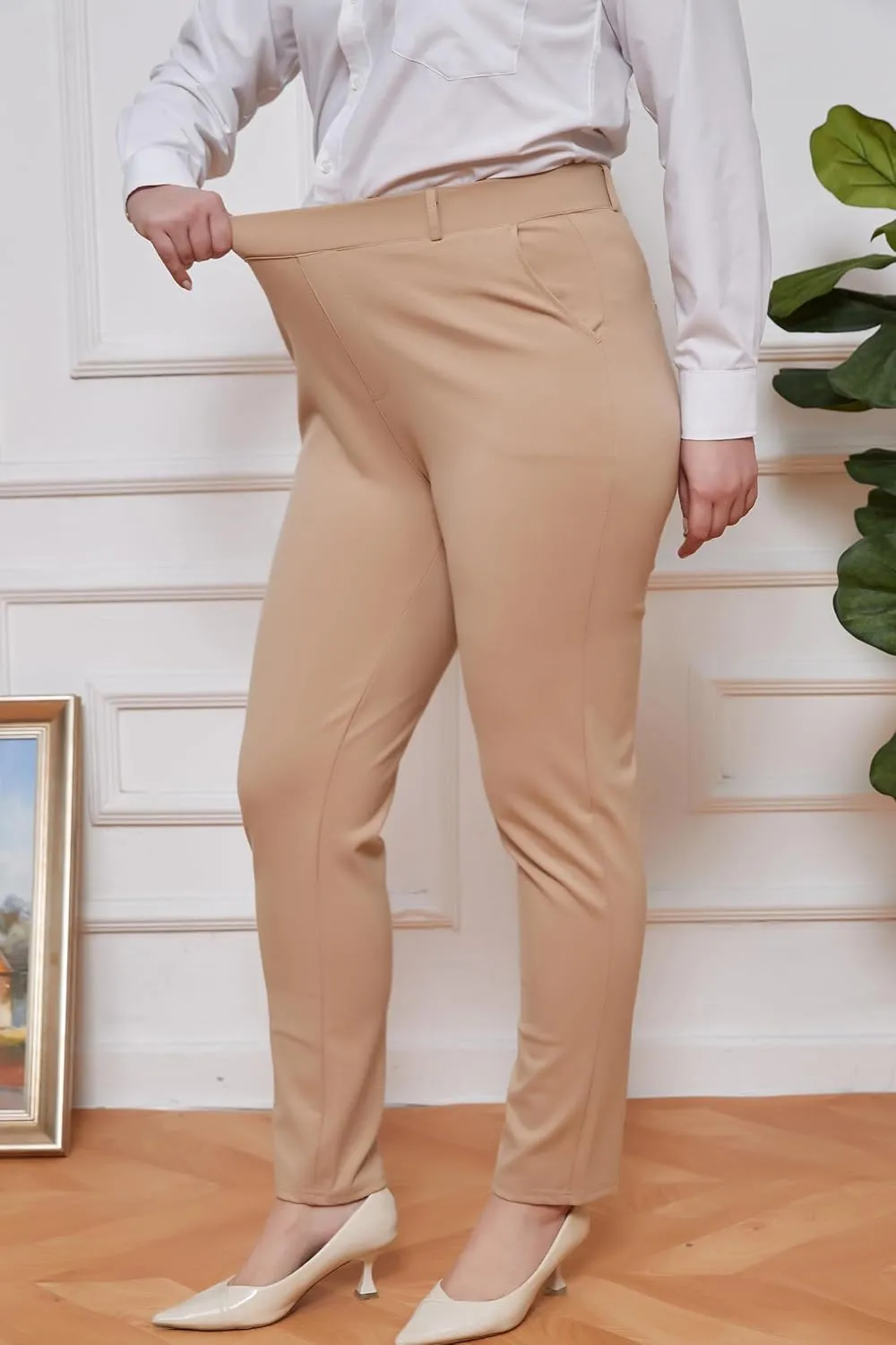 MGWDT Pants for Women's Dress Stretchy Blazer Business Pull On Work Pants