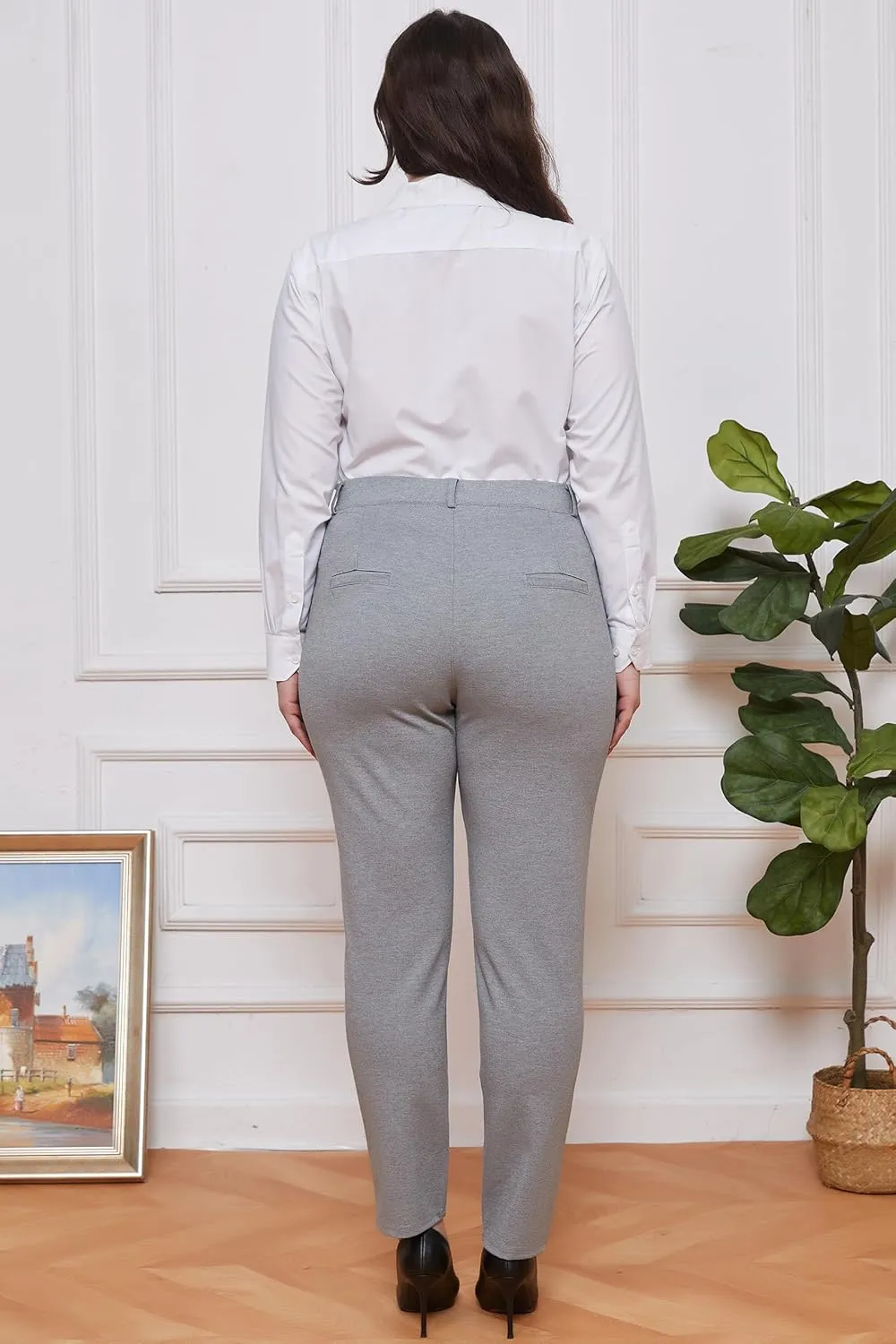 MGWDT Pants for Women's Dress Stretchy Blazer Business Pull On Work Pants