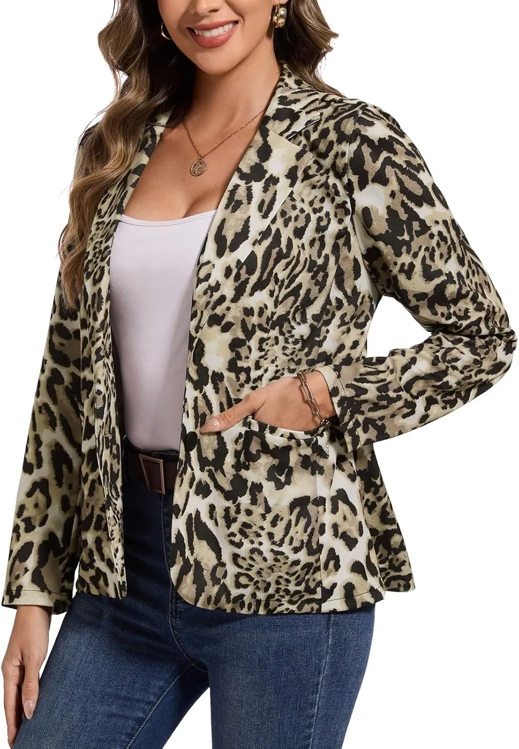 MINTLIMIT Women's Graphic Print Blazer Casual Long Sleeve Notch Lapel Button Open Front Colorful Jacket Blazers with Pockets
