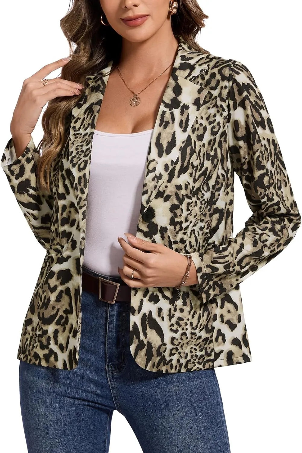 MINTLIMIT Women's Graphic Print Blazer Casual Long Sleeve Notch Lapel Button Open Front Colorful Jacket Blazers with Pockets