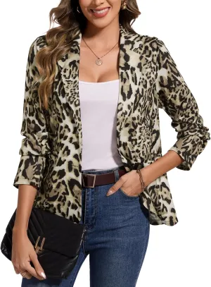 MINTLIMIT Women's Graphic Print Blazer Casual Long Sleeve Notch Lapel Button Open Front Colorful Jacket Blazers with Pockets