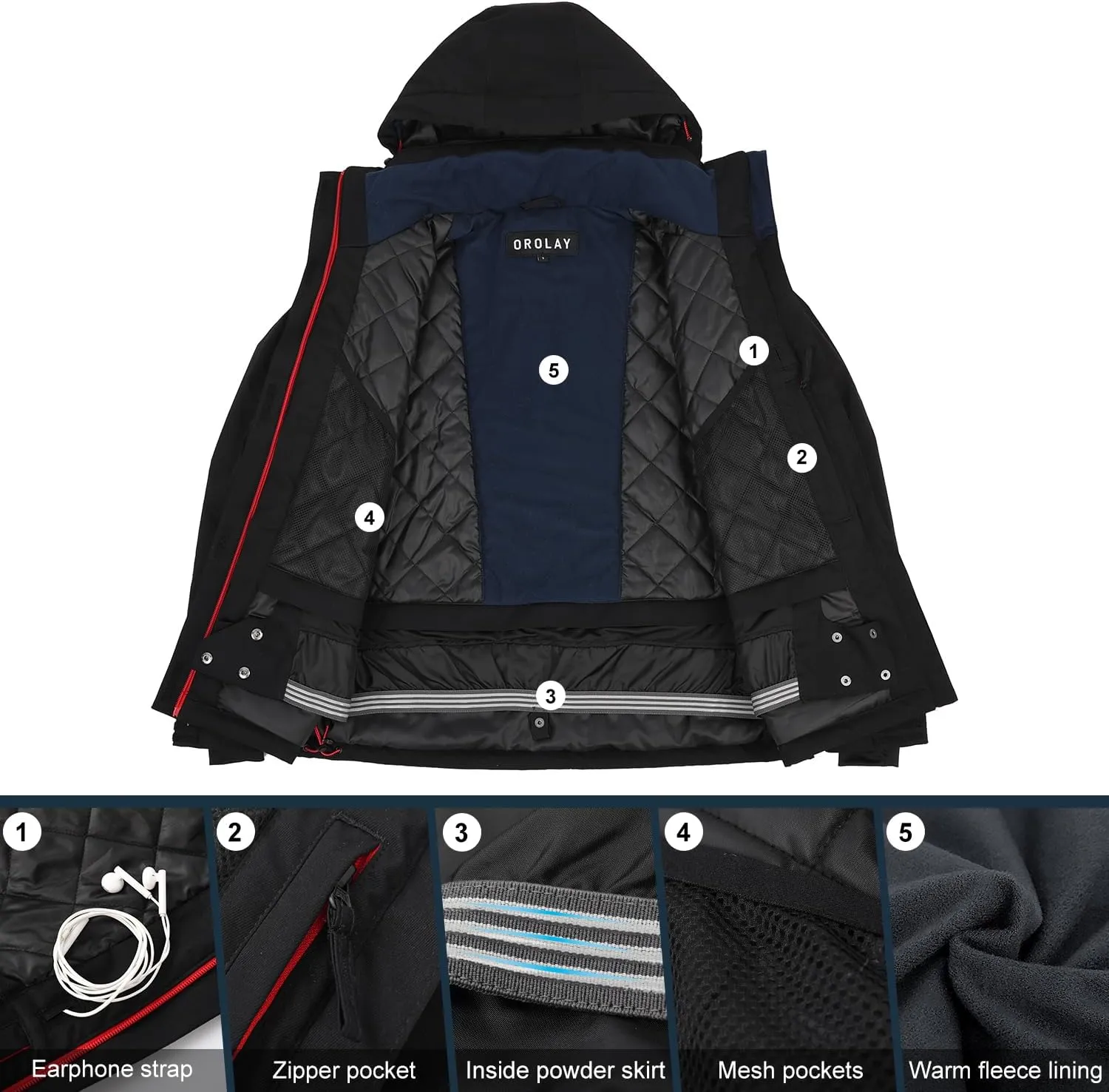 Orolay Womens Winter Ski Jacket Waterproof Snow Winter Coats