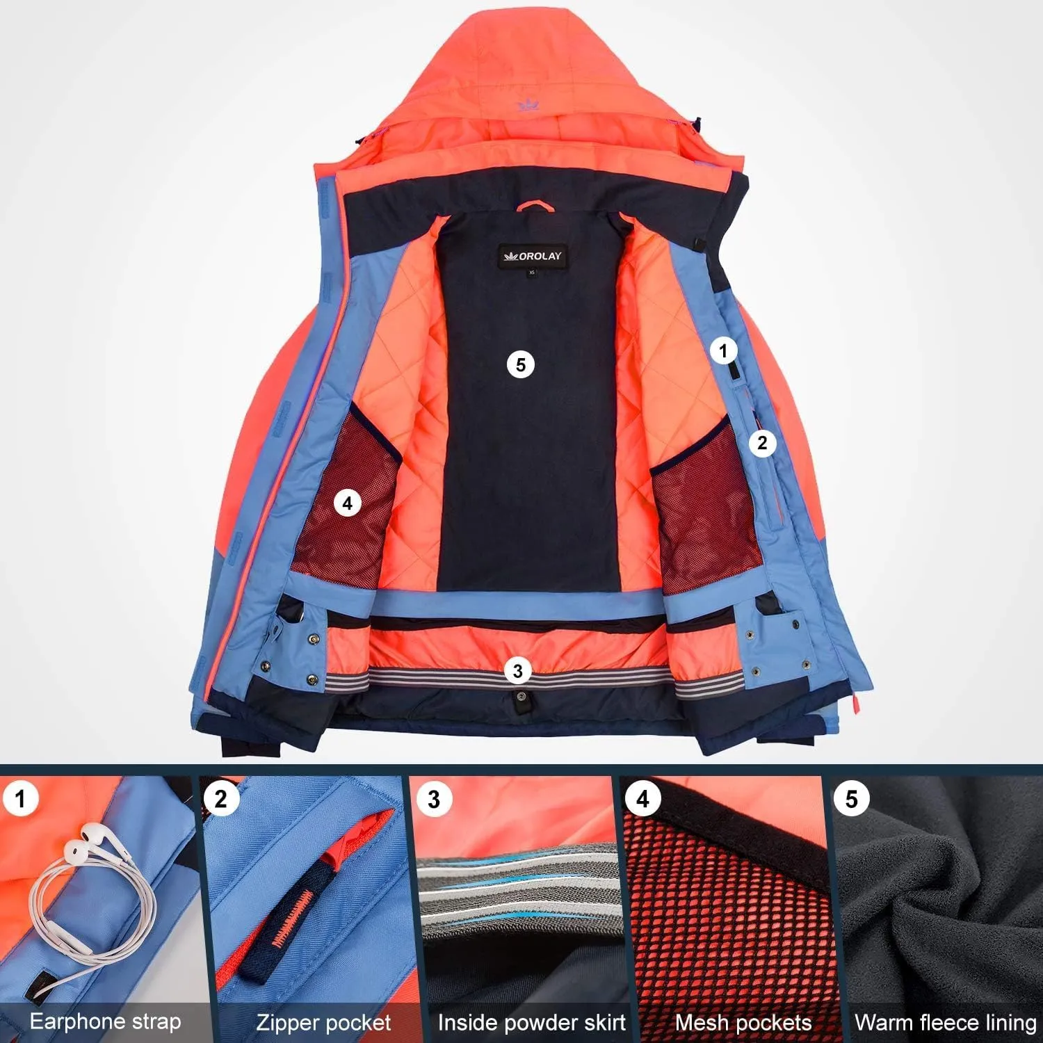 Orolay Womens Winter Ski Jacket Waterproof Snow Winter Coats