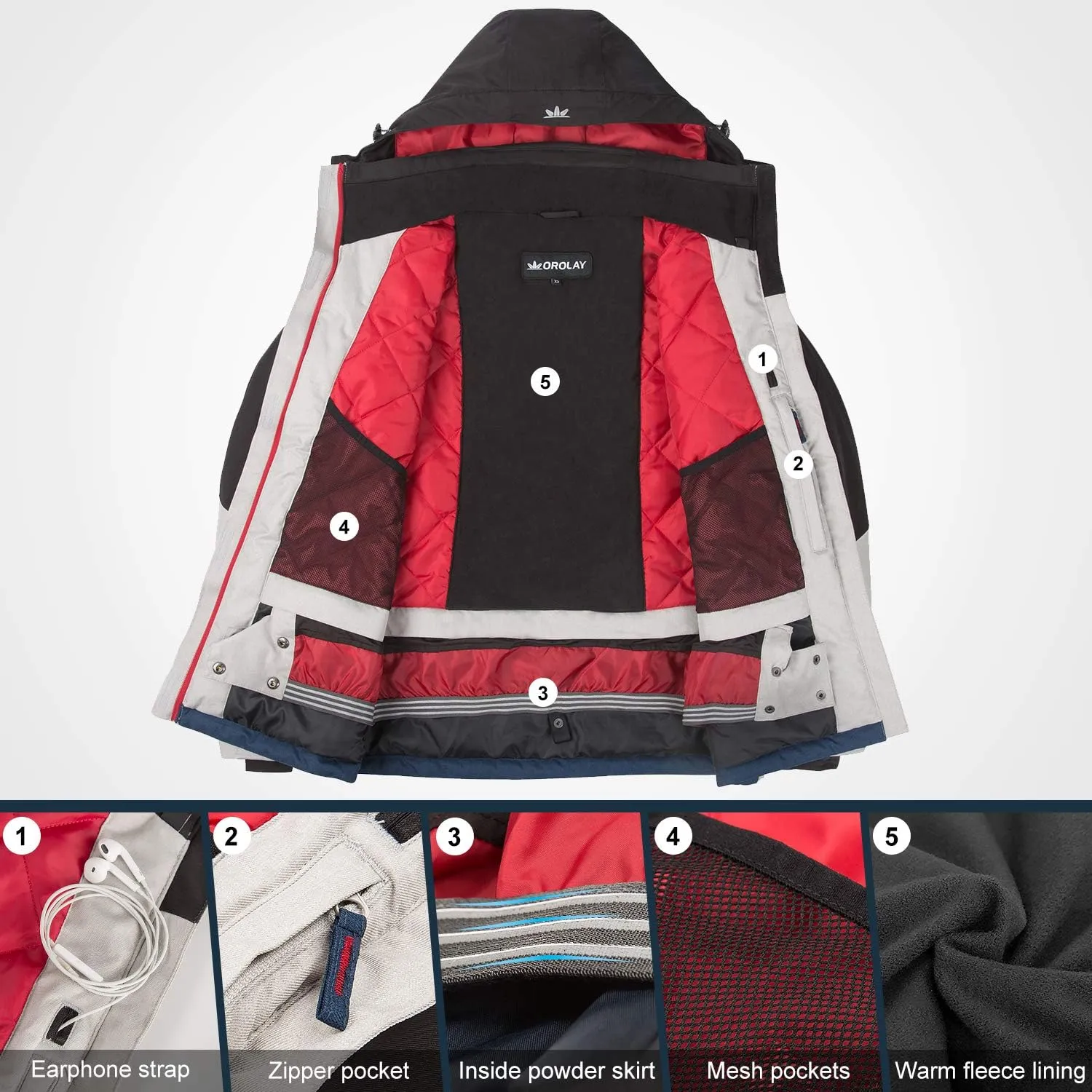 Orolay Womens Winter Ski Jacket Waterproof Snow Winter Coats