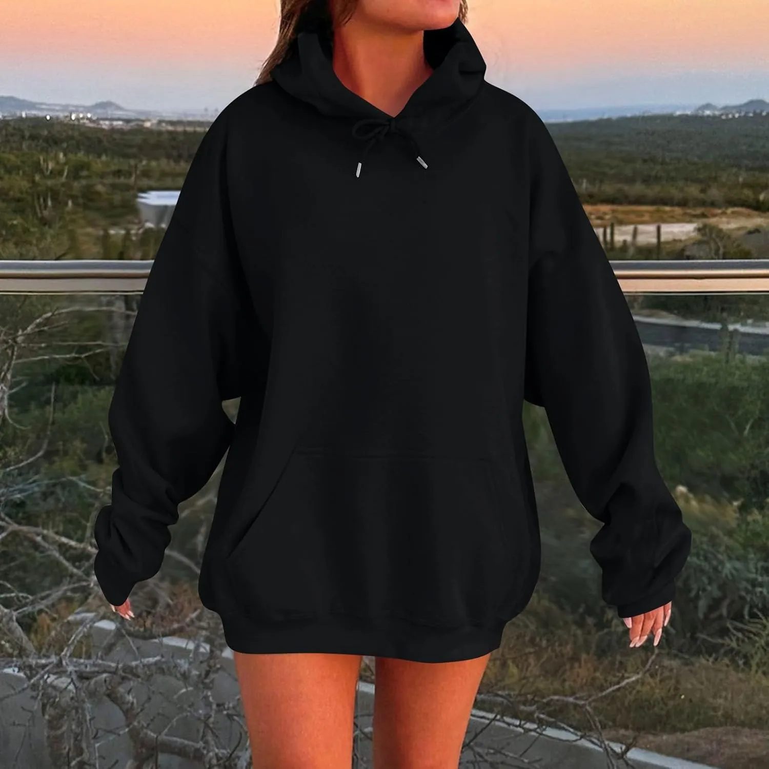 Oversized Hoodie For Women Plus Size Drop Shoulder Fleece Sweatshirts Comfy Pullover Tops Baggy Winter Coat w/Pockets