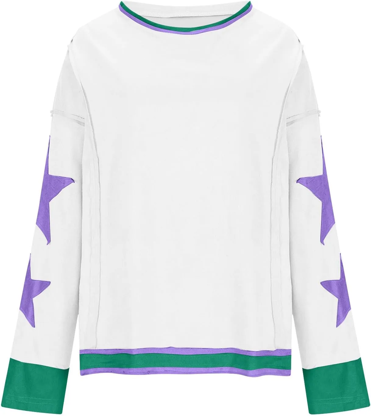 Oversized Star Sweatshirts For Women Fall Fashion 2024 Graphic Long Sleeve Crewneck Drop Shoulder Pullover Tops