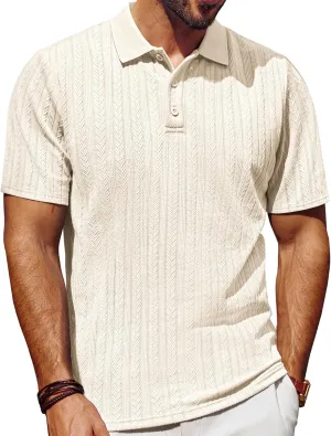 PJ PAUL JONES Mens Polo Shirts Short Sleeve Fashion Textured Polo Shirt Regular Fit Stretchy Golf Shirts