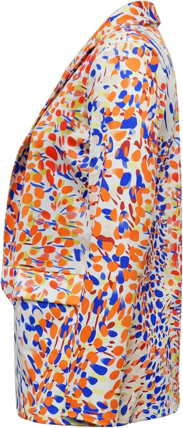 Plus Size Blazers for Curvy Women Sexy Trendy Colorful Oversize Graphic Open Front Jackets