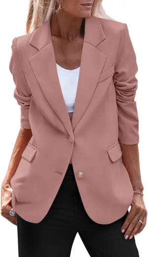 PRETTYGARDEN Women's Spring Fall Business Casual Blazers Long Sleeve Notch Lapel Trendy Work Office Blazer Jackets Outerwear