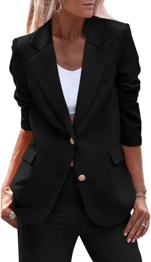 PRETTYGARDEN Women's Spring Fall Business Casual Blazers Long Sleeve Notch Lapel Trendy Work Office Blazer Jackets Outerwear
