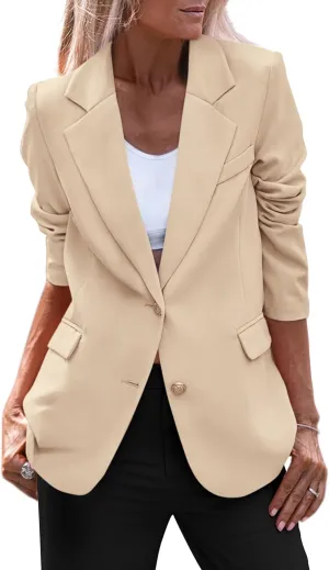 PRETTYGARDEN Women's Spring Fall Business Casual Blazers Long Sleeve Notch Lapel Trendy Work Office Blazer Jackets Outerwear