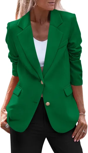 PRETTYGARDEN Women's Spring Fall Business Casual Blazers Long Sleeve Notch Lapel Trendy Work Office Blazer Jackets Outerwear