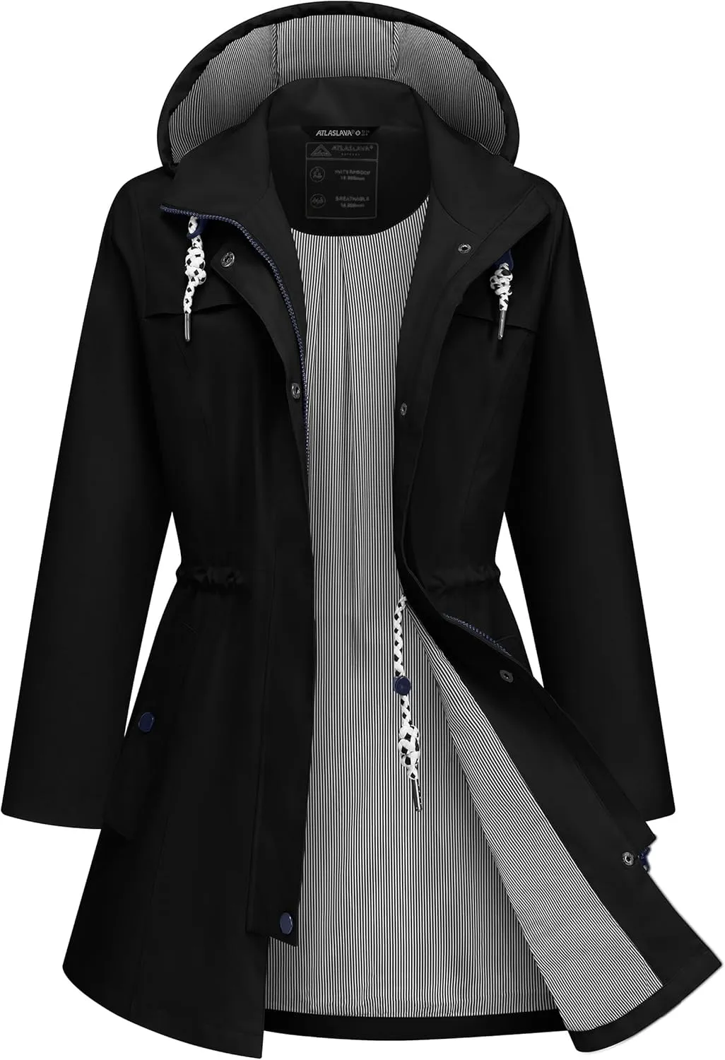 Rain Jacket Women Waterproof Long Lightweight Raincoat Hooded Windbreaker Outdoor Trench Coat